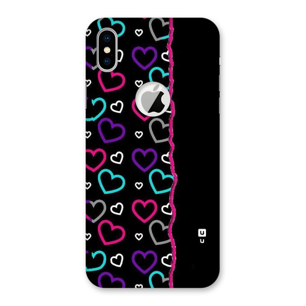 Empty Hearts Back Case for iPhone X Logo Cut