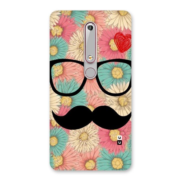 Floral Moustache Back Case for Nokia 6.1