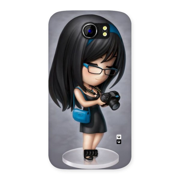 Girl With Camera Back Case for Micromax Canvas 2 A110