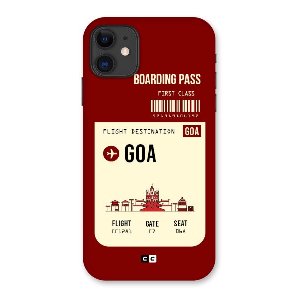 Goa Boarding Pass Back Case for iPhone 11