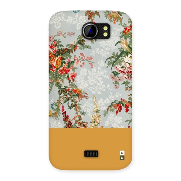 Golden Stripe on Floral Back Case for Micromax Canvas 2 A110