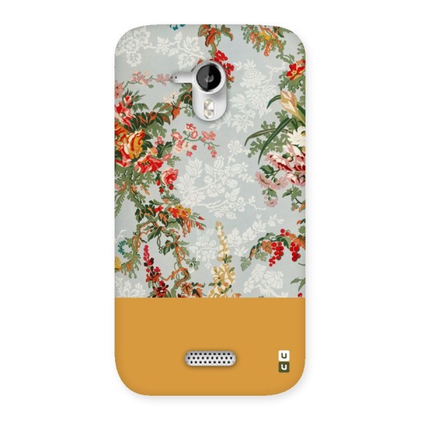 Golden Stripe on Floral Back Case for Micromax Canvas HD A116