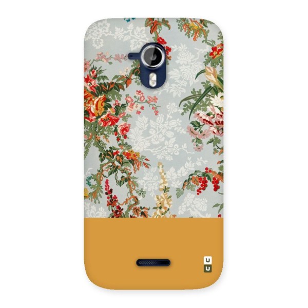 Golden Stripe on Floral Back Case for Micromax Canvas Magnus A117