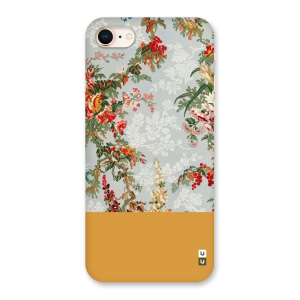 Golden Stripe on Floral Back Case for iPhone 8
