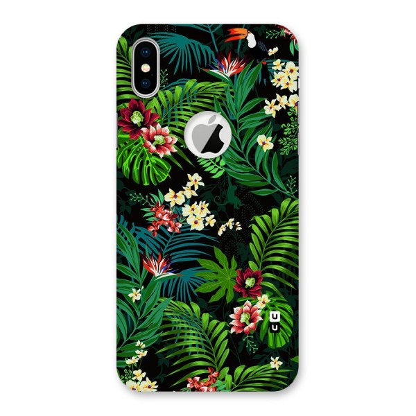 Green Leaf Design Back Case for iPhone X Logo Cut