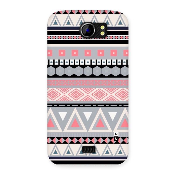 Grey Pink Pattern Back Case for Micromax Canvas 2 A110