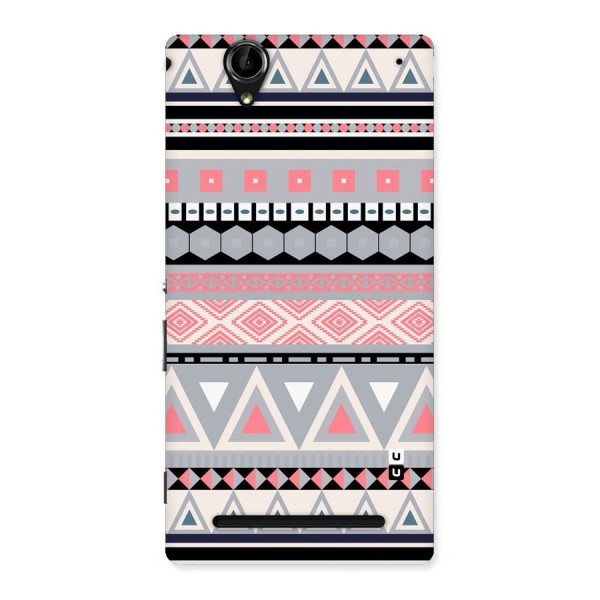 Grey Pink Pattern Back Case for Sony Xperia T2