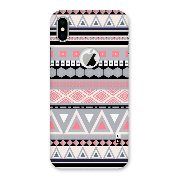 Grey Pink Pattern Back Case for iPhone X Logo Cut