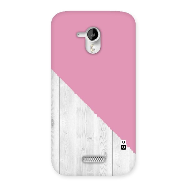 Grey Pink Wooden Design Back Case for Micromax Canvas HD A116