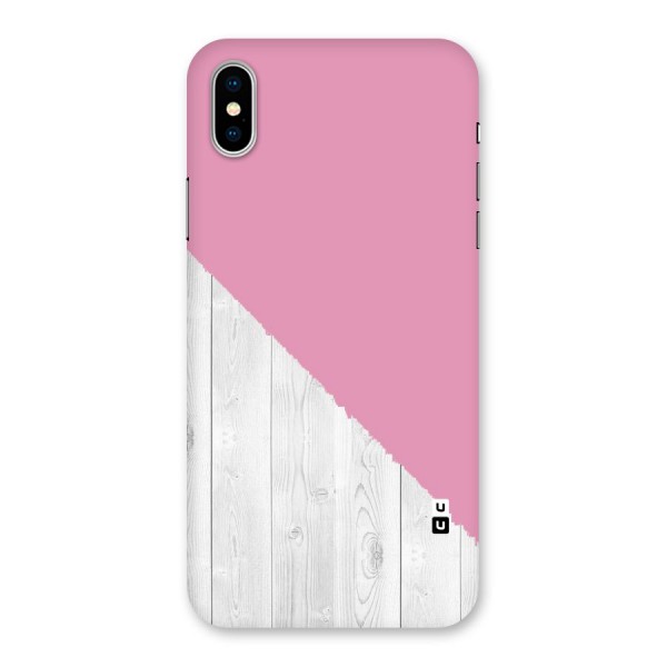 Grey Pink Wooden Design Back Case for iPhone X