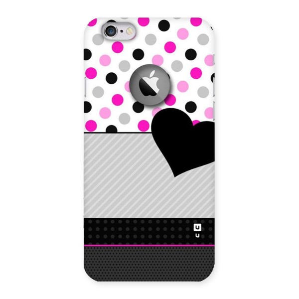 Heart Polka Stripes Back Case for iPhone 6 Logo Cut