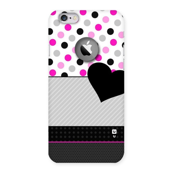 Heart Polka Stripes Back Case for iPhone 6 Logo Cut