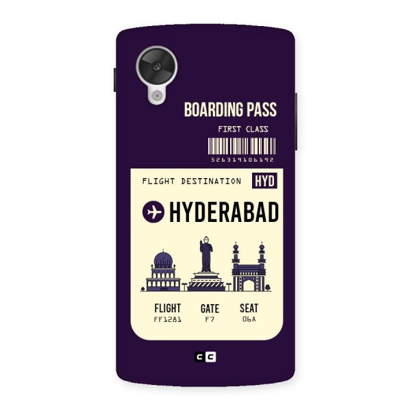 Hyderabad Boarding Pass Back Case for Google Nexsus 5