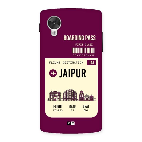 Jaipur Boarding Pass Back Case for Google Nexsus 5