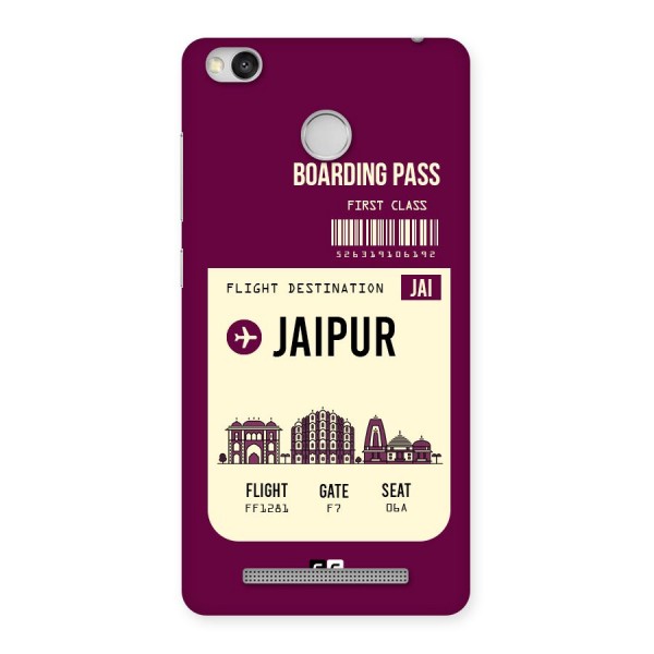 Jaipur Boarding Pass Back Case for Redmi 3S Prime