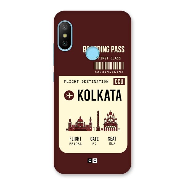 Kolkata Boarding Pass Back Case for Redmi 6 Pro