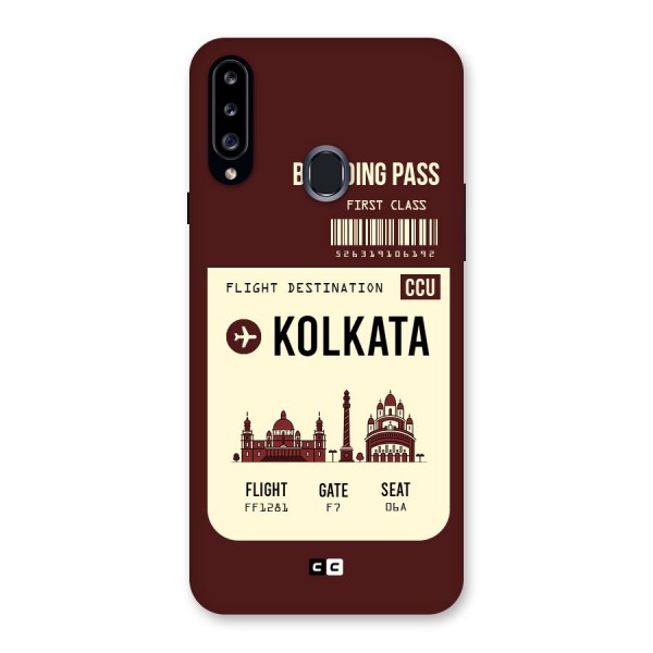 Kolkata Boarding Pass Back Case for Samsung Galaxy A20s