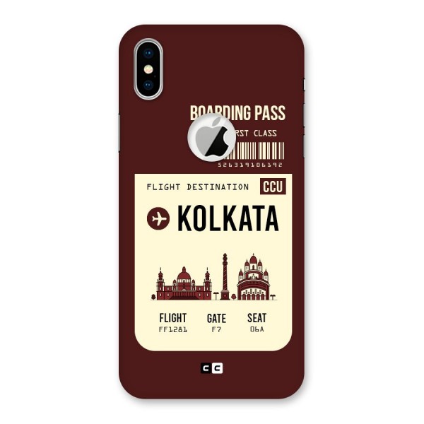 Kolkata Boarding Pass Back Case for iPhone XS Logo Cut