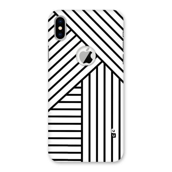 Lines Pattern Stripes Back Case for iPhone XS Logo Cut