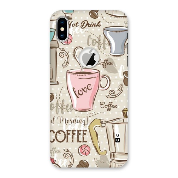 Love Coffee Design Back Case for iPhone X Logo Cut