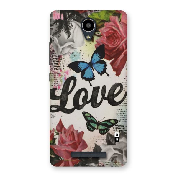 Lovely Butterfly Love Back Case for Redmi Note 2