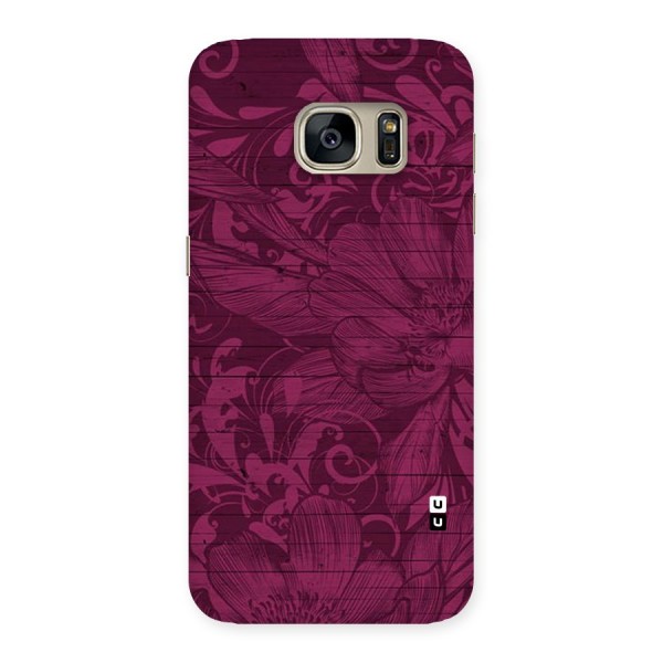 Magenta Floral Pattern Back Case for Galaxy S7