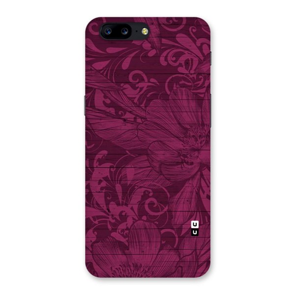 Magenta Floral Pattern Back Case for OnePlus 5