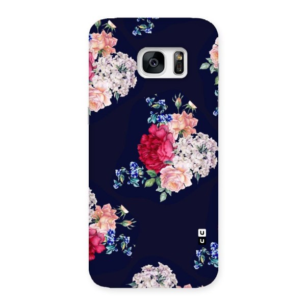 Magenta Peach Floral Back Case for Galaxy S7 Edge