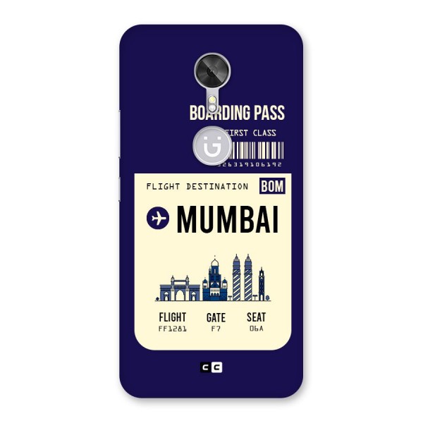 Mumbai Boarding Pass Back Case for Gionee A1