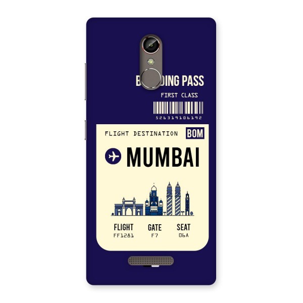 Mumbai Boarding Pass Back Case for Gionee S6s