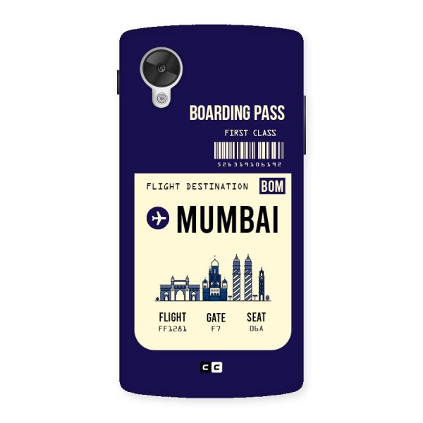 Mumbai Boarding Pass Back Case for Google Nexsus 5