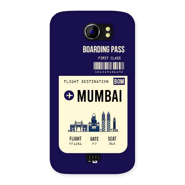 Mumbai Boarding Pass Back Case for Micromax Canvas 2 A110