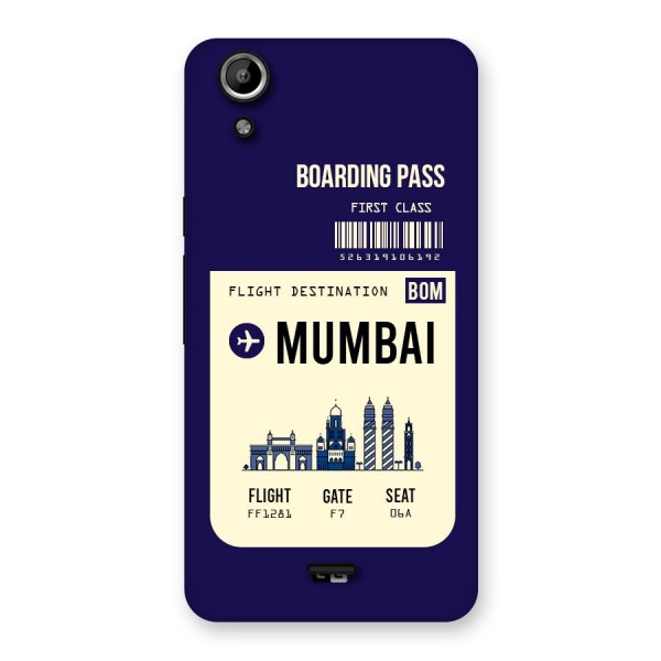 Mumbai Boarding Pass Back Case for Micromax Canvas Selfie Lens Q345
