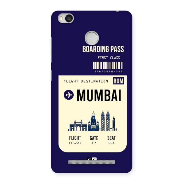 Mumbai Boarding Pass Back Case for Redmi 3S Prime