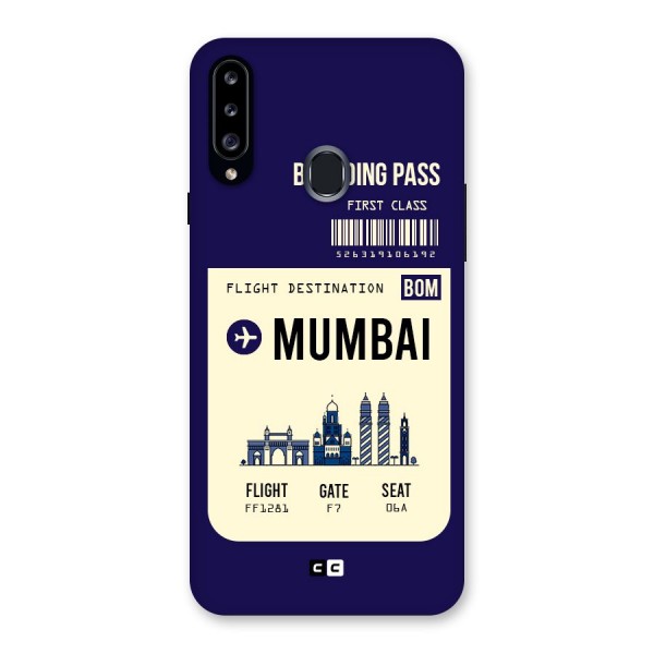 Mumbai Boarding Pass Back Case for Samsung Galaxy A20s