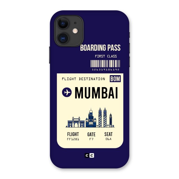 Mumbai Boarding Pass Back Case for iPhone 11