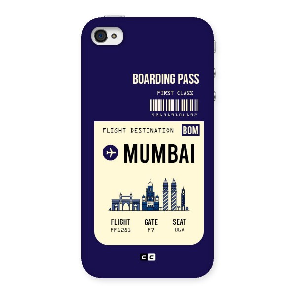 Mumbai Boarding Pass Back Case for iPhone 4 4s
