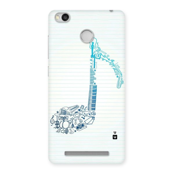 Music Note Design Back Case for Redmi 3S Prime