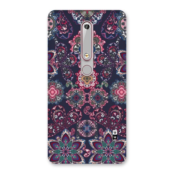 Navy Blue Bloom Pattern Back Case for Nokia 6.1