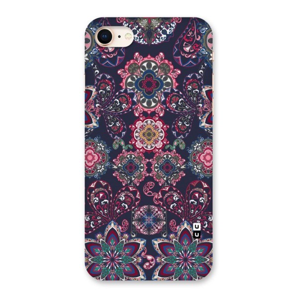 Navy Blue Bloom Pattern Back Case for iPhone 8