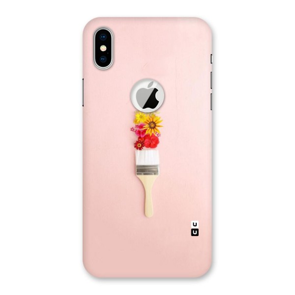Painted Flowers Back Case for iPhone X Logo Cut