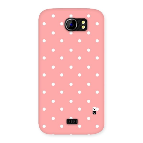 Peach Polka Pattern Back Case for Micromax Canvas 2 A110