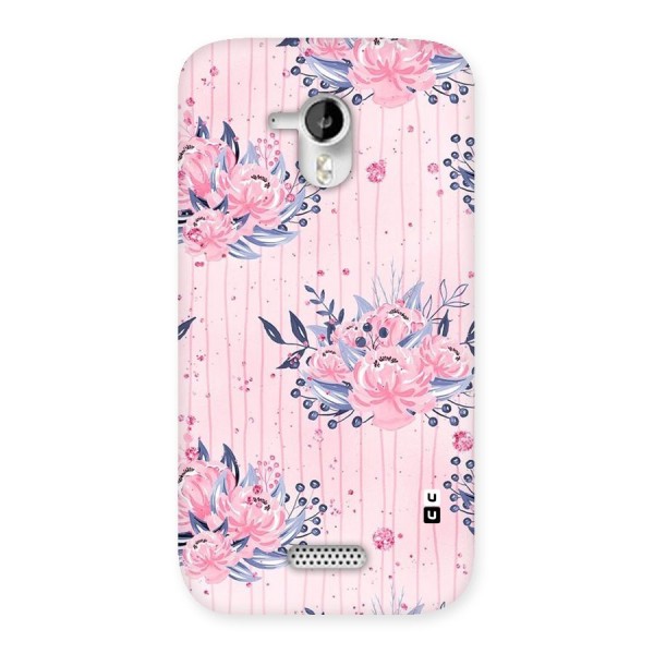 Pink Floral and Stripes Back Case for Micromax Canvas HD A116