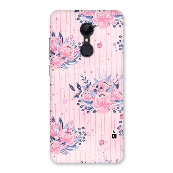 Pink Floral and Stripes Back Case for Redmi 5