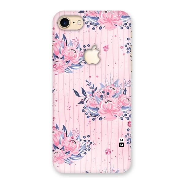 Pink Floral and Stripes Back Case for iPhone 7 Apple Cut