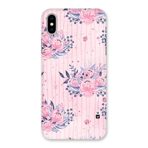 Pink Floral and Stripes Back Case for iPhone X