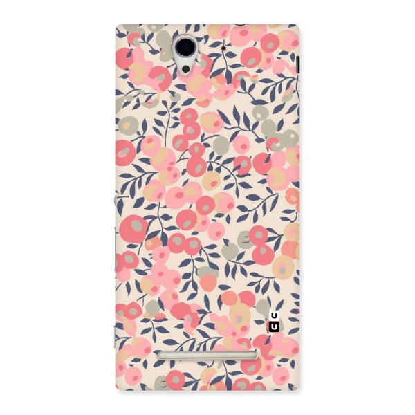 Pink Leaf Pattern Back Case for Sony Xperia C3
