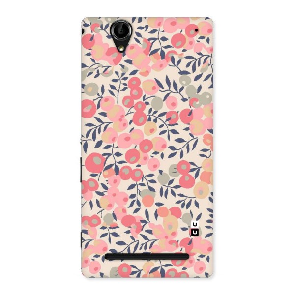 Pink Leaf Pattern Back Case for Sony Xperia T2