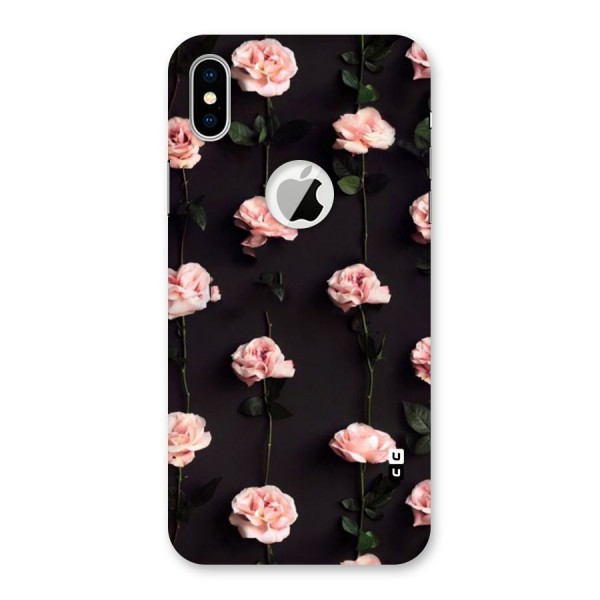 Pink Roses Back Case for iPhone X Logo Cut