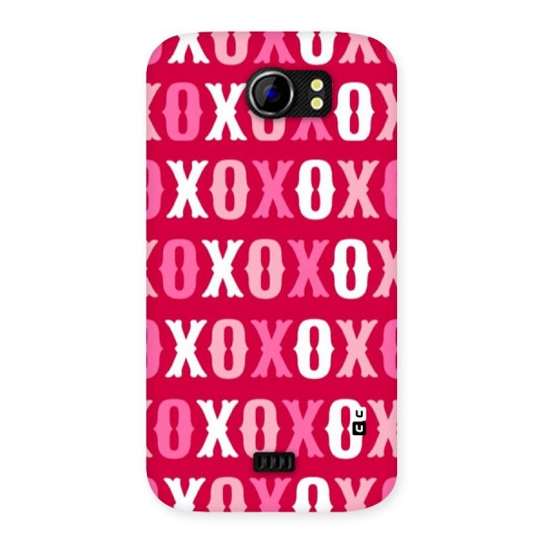 Pink White Xoxo Back Case for Micromax Canvas 2 A110